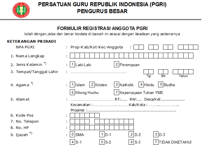 Pendaftaran PGRI Kab. Barito Kuala - Persatuan Guru Republik Indonesia Cabang Kab. Barito Kuala